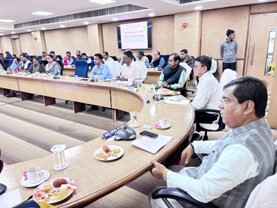 Mayor of Agartala Municipal Corporation (AMC) Dipak Majumder chairs a meeting of standing committee for Agartala Book Fair in AMC Conference Hall in Agartala on December 18.